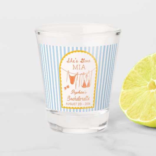 Modern Coastal MIA Bachelorette Party Shot Glasses ショットグラス (正面)