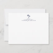 Modern Coastal Navy Palms Stationery Note Card 招待状 (正面)