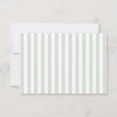 Modern Coastal Sage Green Stripes Wedding 出欠カード (裏面)