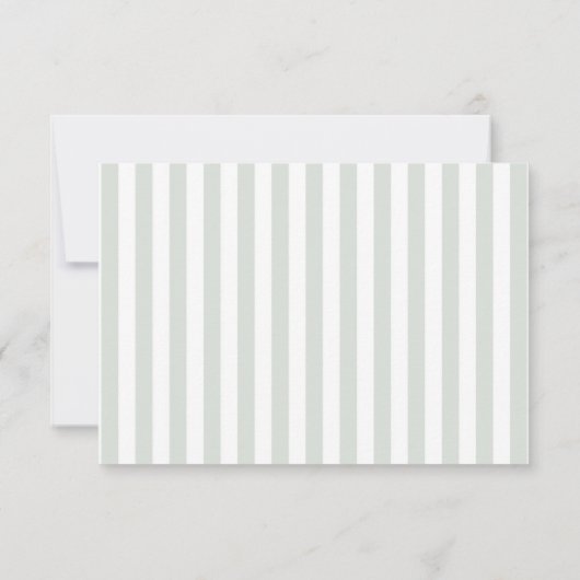 Modern Coastal Sage Green Stripes Wedding 出欠カード (裏面)