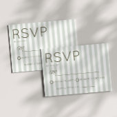 Modern Coastal Sage Green Stripes Wedding 出欠カード