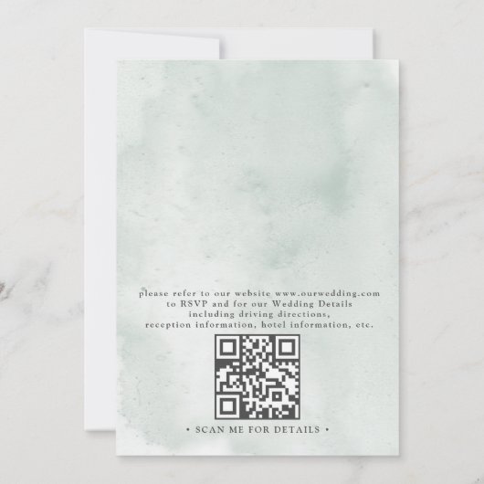 Modern Coastal Seashell Aqua QR Code Wedding 招待状 (裏面)