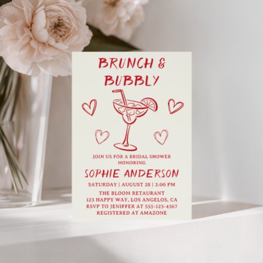 Modern Cocktail Brunch & Bubbly Bridal Shower      招待状