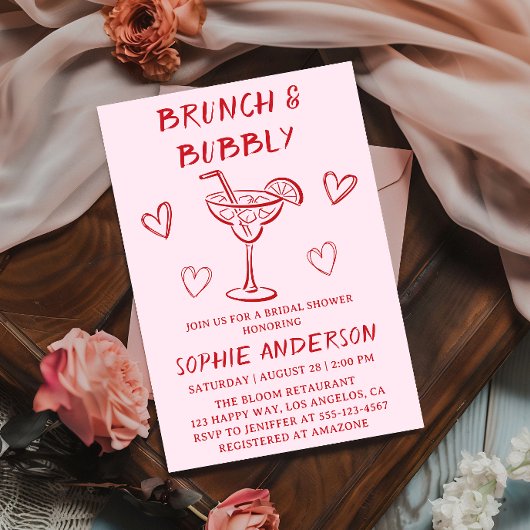 Modern Cocktail Brunch & Bubbly Bridal Shower      招待状