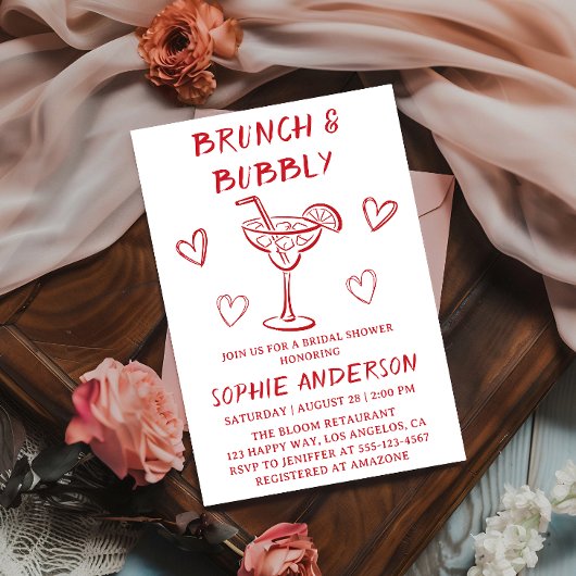Modern Cocktail Brunch & Bubbly Bridal Shower      招待状