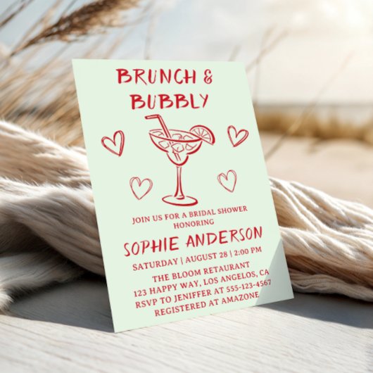 Modern Cocktail Brunch & Bubbly Bridal Shower      招待状