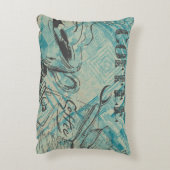 Modern Coffee Art Sketch Blue アクセントクッション (裏面(縦))