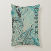 Modern Coffee Art Sketch Blue アクセントクッション (正面(垂直))