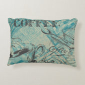 Modern Coffee Art Sketch Blue アクセントクッション (裏面)