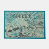 Modern Coffee Art Teal ドアマット (正面)
