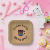 Modern Coffee Shop Café tea Bar Custom Barista  ペーパープレート (パーティー)