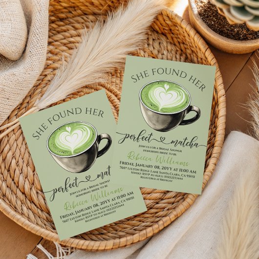 Modern Coffee Theme Perfect Matcha Bridal Shower 招待状