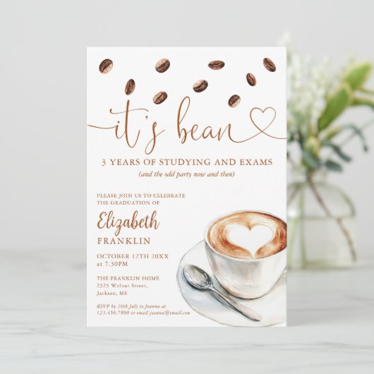 Modern Coffee Themed Graduation Party Photo 招待状 (スタンド正面)