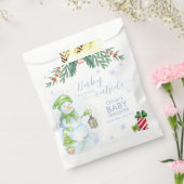 Modern Cold Outside Floral Snowman Baby Shower  フェイバーバッグ (封をした状態)