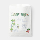 Modern Cold Outside Floral Snowman Baby Shower  フェイバーバッグ (正面)