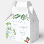Modern Cold Outside Floral Snowman Baby Shower  フェイバーボックス (正面)