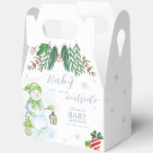 Modern Cold Outside Floral Snowman Baby Shower  フェイバーボックス (見開き)
