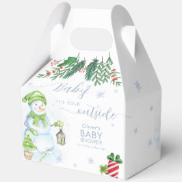 Modern Cold Outside Floral Snowman Baby Shower フェイバーボックス