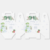 Modern Cold Outside Floral Snowman Baby Shower  フェイバーボックス (見開き)