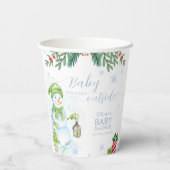 Modern Cold Outside Floral Snowman Baby Shower 紙コップ (裏面)