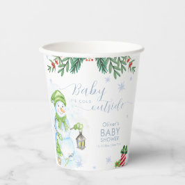 Modern Cold Outside Floral Snowman Baby Shower 紙コップ