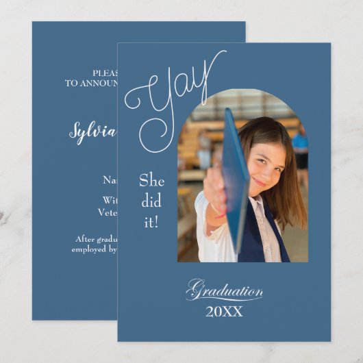 Modern College Graduation Announcement with photo カード (正面/裏面)