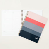 Modern Color Block Pink Gray Custom Monogram プランナー手帳 (ディスプレー)