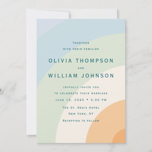 Modern Color Block Wedding Invitation 招待状 (正面)
