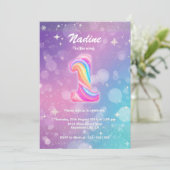 Modern Colorful 1st Birthday Rainbow Foil 招待状 (スタンド正面)
