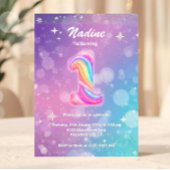 Modern Colorful 1st Birthday Rainbow Foil 招待状