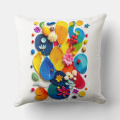 Modern Colorful Abstract Botanical Flat Lay クッション (裏面)