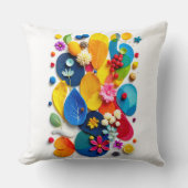 Modern Colorful Abstract Botanical Flat Lay クッション (正面)
