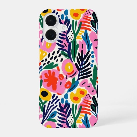 Modern Colorful Abstract Floral Pattern iPhone 16ケース (裏面)