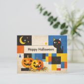 Modern Colorful Abstract Halloween シーズンポストカード (スタンド正面)