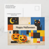 Modern Colorful Abstract Halloween シーズンポストカード (正面/裏面)