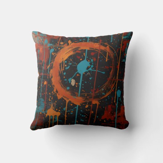 Modern Colorful Black Cat Art Cushion クッション (裏面)