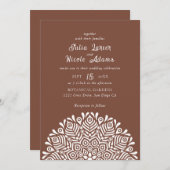 Modern Colorful Boho Ethnic Floral Mandala Wedding 招待状 (正面/裏面)