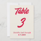 Modern Colorful Bold Funky Wedding Table Number    招待状 (正面)