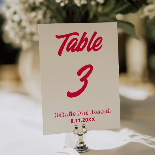 Modern Colorful Bold Funky Wedding Table Number    招待状