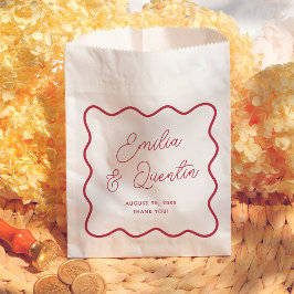 Modern Colorful Chic Wavy Frame Retro Wedding フェイバーバッグ