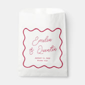 Modern Colorful Chic Wavy Frame Retro Wedding フェイバーバッグ (正面)