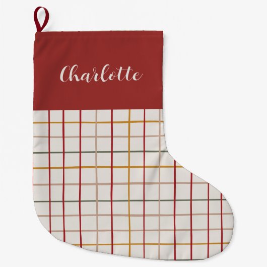 Modern Colorful Christmas Custom Name Stocking ラージクリスマスストッキング (正面)