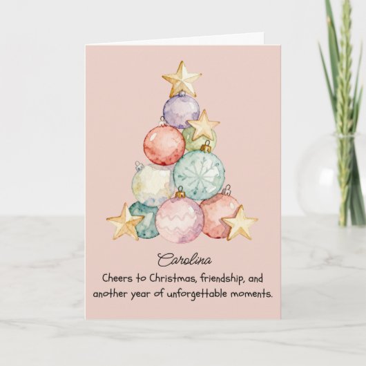 Modern Colorful Christmas Tree Folded Holiday Card シーズンカード (正面)