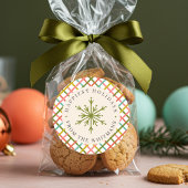 Modern Colorful Crisscross Snowflake Christmas ラウンドシール