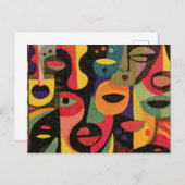 Modern Colorful Cubism Abstract Faces Postcard ポストカード (正面/裏面)