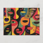 Modern Colorful Cubism Abstract Faces Postcard ポストカード (正面)