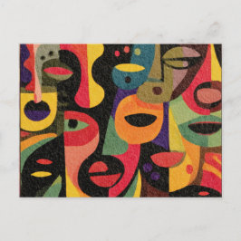 Modern Colorful Cubism Abstract Faces Postcard ポストカード
