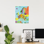 Modern Colorful Europe Map Poster ポスター (ホームオフィス)