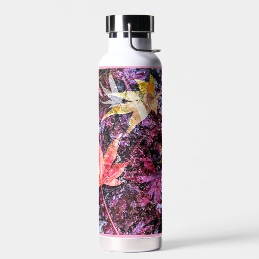 Modern Colorful Fallen Leaves Abstract ウォーターボトル (左面)