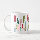 Modern Colorful Festive Happy Holidays Christmas コーヒーマグカップ (左)